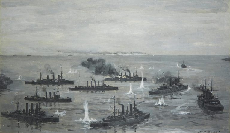 Norman Wilkinson - Fleet Action at Port Arthur 1904