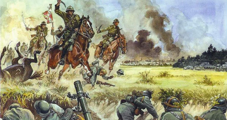 Polish Cavalry Charing German Mortars Art