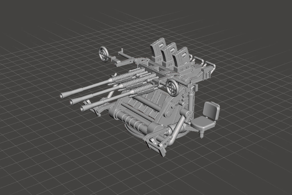 25mm Type 96 Triple Naval Mounting Barrels Level