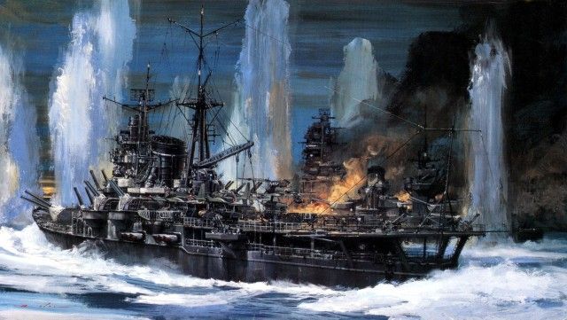 IJN Mogami under attack